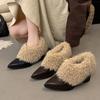 Winter Warm Fluffy Fur Ankle Boots for Women Brand Designer Plush Short Boots Fashion Elegant Thick Heel Women Shoes Botas Mujer