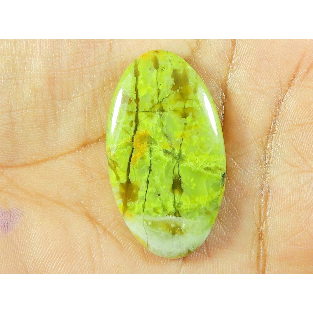 21X37X05 MM Natural Green Opal Oval Shape Cabochon Loose Gemstone 38Cts. SK-4748