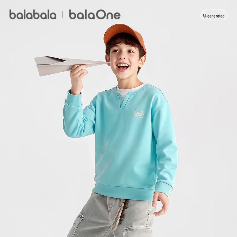 Balabala Kids' Unisex Faux Two-Piece Long Sleeve Sweatshirt