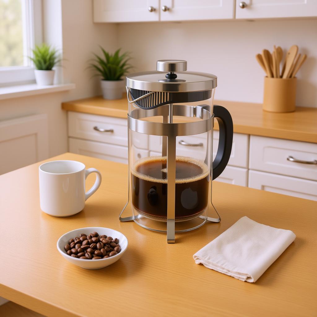 French Press Coffee Maker Heat Proof Glass Stainless Steel French Press Coffee Pot with Filter for Coffee Tea 1000ml