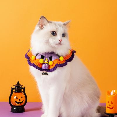 Evcil hayvan önlüğü Cadılar Bayramı kedi salya havlusu örgü yaka köpek atkısı kedi şapkası teddy kedi aksesuarları