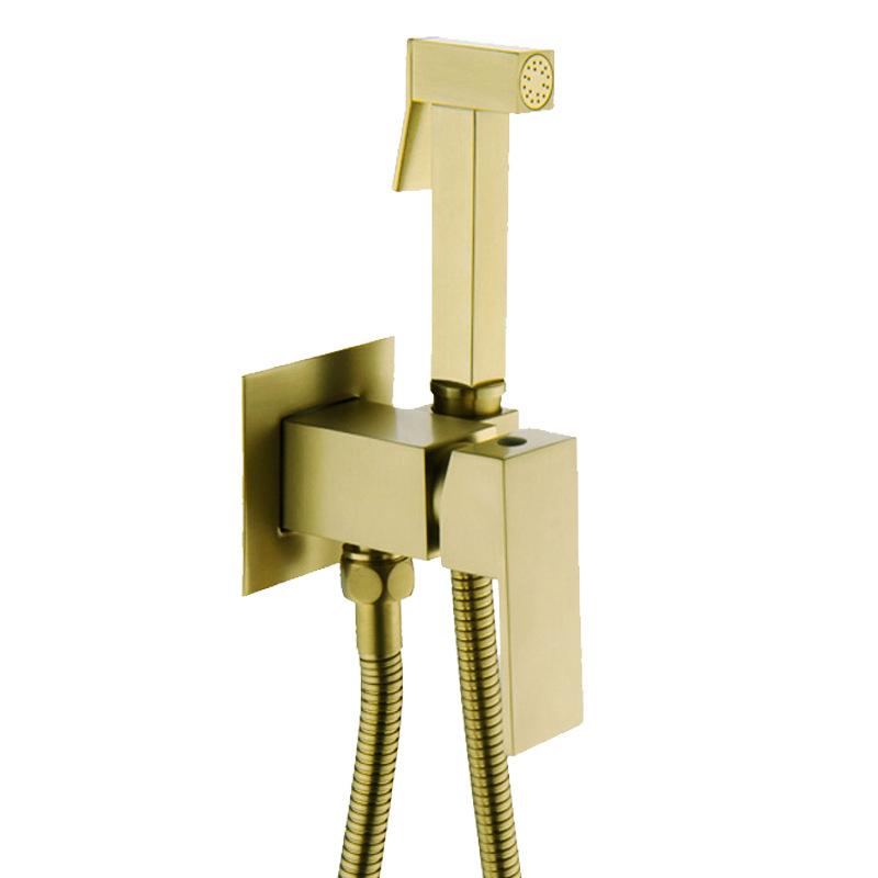 Matte Black Solid Brass (Copper Core) Handheld Bidet Sprayer - Wall-Mounted Health Faucet with Hose & Holder