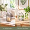 Vintage Birdcage Planter Stand Iron Frame,Wooden Board Bird Cage Table Decor  Vase Bouquet Display