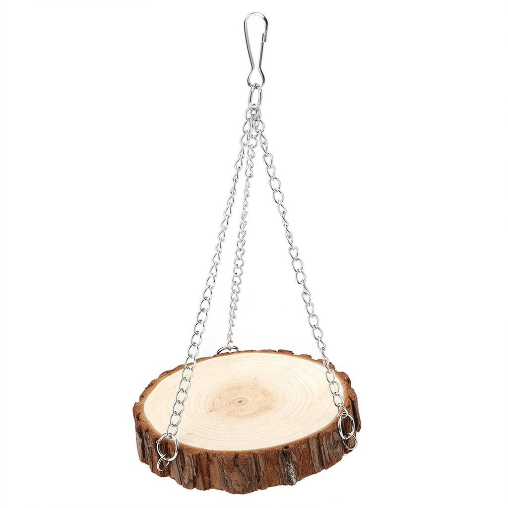 Wooden Natural Eco Friendly Portable Pet Swing Toy for Parrot Hamster(L)