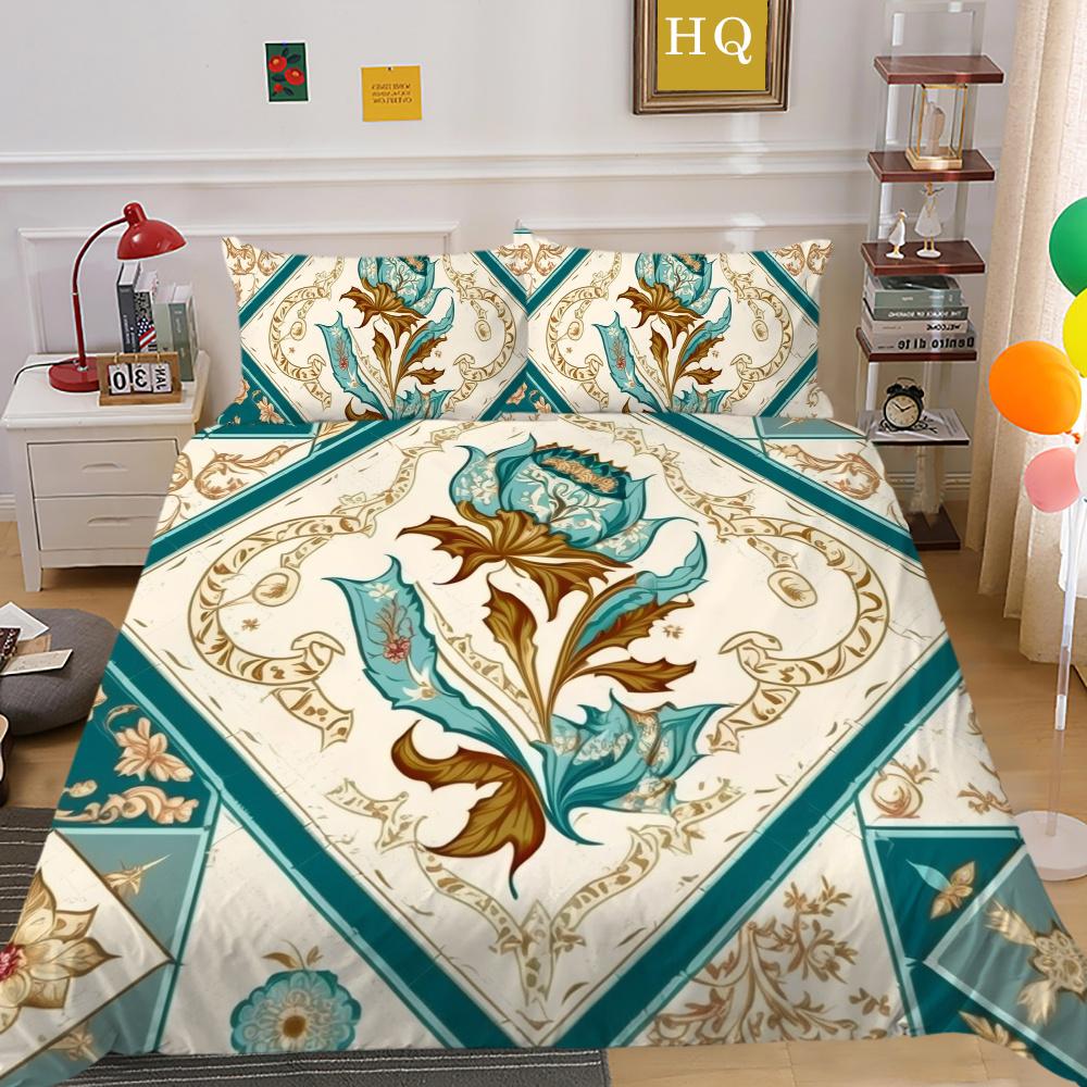 Set Biancheria da Letto per la Casa Lusso Fiore Stampa 3D Copripiumino Set Copripiumino Donna Regina Poliestere Copriletto