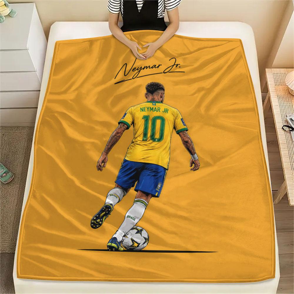 1PC Neymar Jr Patterned Flannel Blanket Suitable For All Seasons for Home Decor Warmth and Comfort Gifts Holiday Present