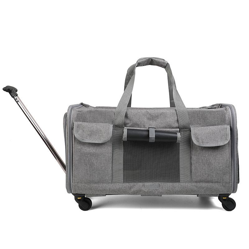 Portable Foldable Pet Trolley Bag: Large Capacity, Breathable Design, Hand-Held for Cats and Large Pets