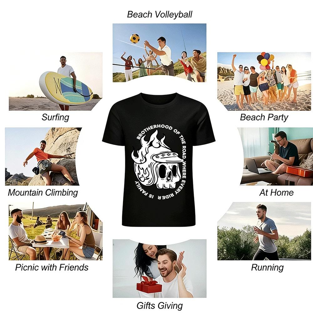 Vintage Flame Skull Motorcycle Helmet Print Cool Trendy T-Shirt Pure cotton T-shirt