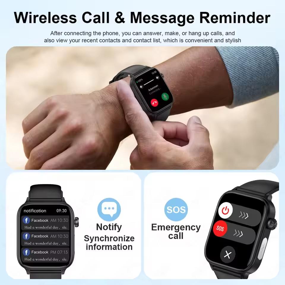 2025 Nowy Smartwatch Męski Damski z EKG+PPG AI do Diagnostyki Zdrowia Zegarek Lipidowy Krwi BP Kwas Moczowy Monitor Serca