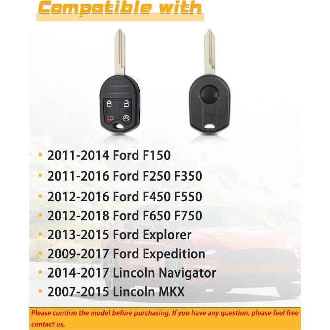 Key Fob Replacement Compatible with 2011-2014 Ford F150/2011-2016 F250 F350/2013-2015 Explorer/2009-2017 Expedition Keyless Entry Remote CWTWB1U793,