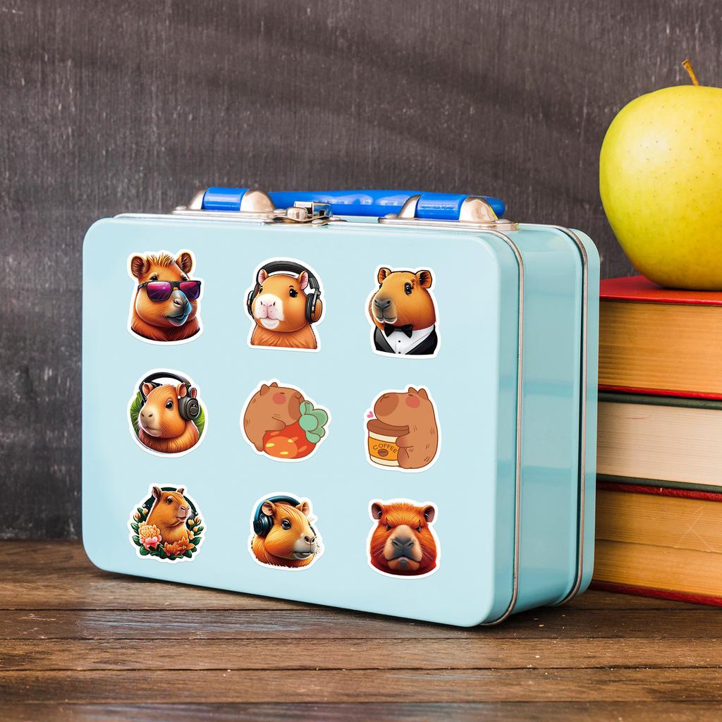 50 Capybara Doodle Stickers Suitcase Skateboard Car Decoration Stickers Waterproof Creative Animal Cartoon Stickers