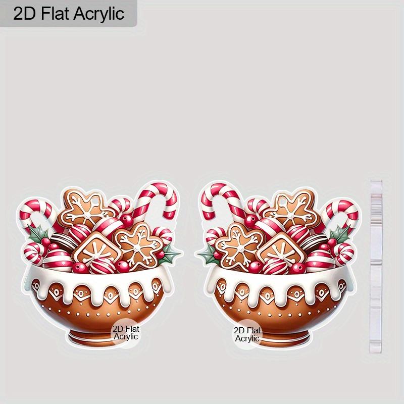 2D Flach Acryl Niedlich Weihnachtliche Zuckerstangen Dessertbecher Ohrringe Neuheit Schmuck Hänger für Frauen Festival Geschenke Anhänger
