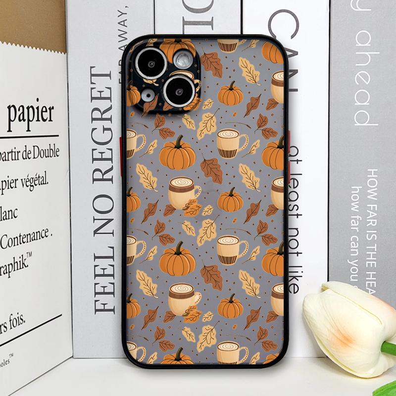 Cartoon Autumn Maple Leaf Pumpkin Coffee Phone Case for Samsung Galaxy S25 Ultra S24 Fe S23 S22 Plus S21FE Shockproof Soft Cover