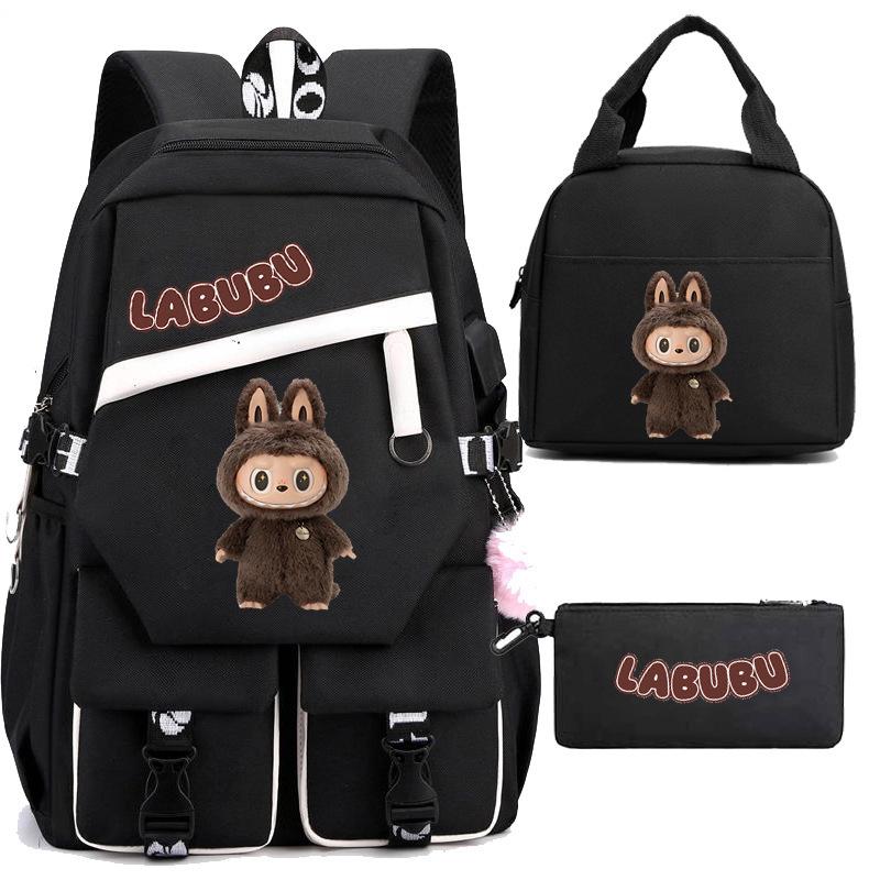 New Labub Children's School Bag Backpack Lunch Bag Pencil Case Three-piece Set