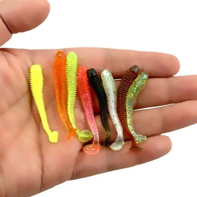Neu 50 Stück Köder Spiral T Fisch Weichköder Softbaits Kunstköder weest Schwarzbarsch Culter Gestreift