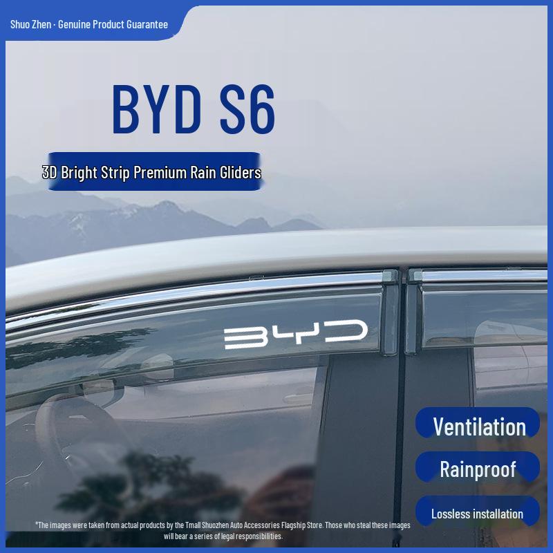 BYD S6 Rain & Sun Visors: Custom Car Window Eyebrows & Rain Shield Strips