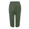 Women's Cotton And Linen Pocket Elastic Casual Pants Five Quarter Pants