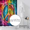 Peace Symbol Shower Curtain, 72x72 inch Polyester, Colorful Watercolor Tie Dye Hippie Peace Sign Bathroom Shower Curta Decor Set with 12 Hooks