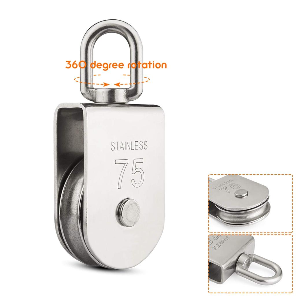 M75 Lifting Single Pulley Roller Stainless Steel Heavy Duty Single Wheel Roller Anti-corrosion Single Pulley Roller