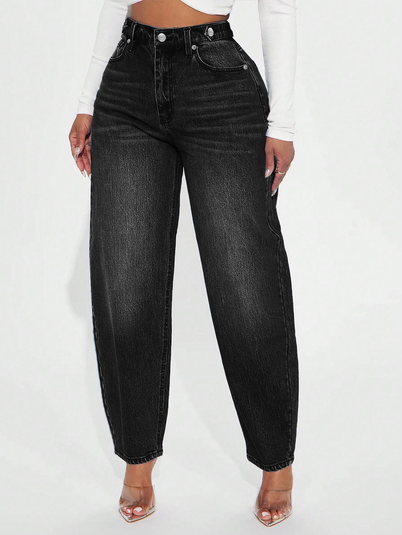 

Lantern-Shaped Women s Loose Casual Harem Carrot Jeans Medium чёрный