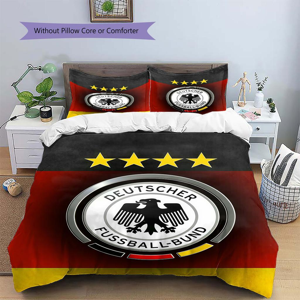 Vokietijos futbolo rinktinės logotipas Raštas Patalynė Namų Dekoras Gimtadienio Dovana (1 * antklodės užvalkalas + 2 * pagalvės užvalkalai, be šerdies),gerbėjų atributika.