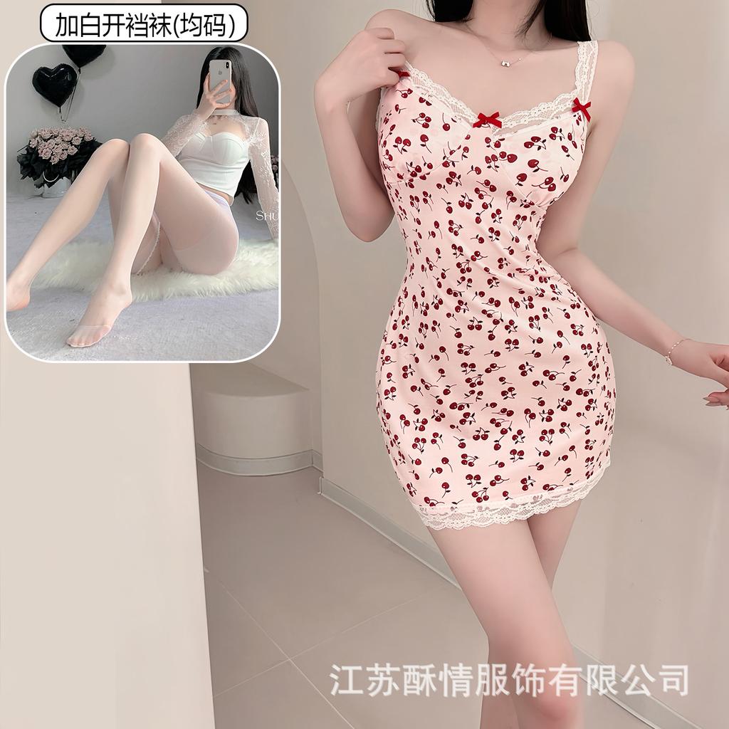 Sex lingerie pure desire cherry sexy women's bed small chest plus chest pad passion uniform seduction suit