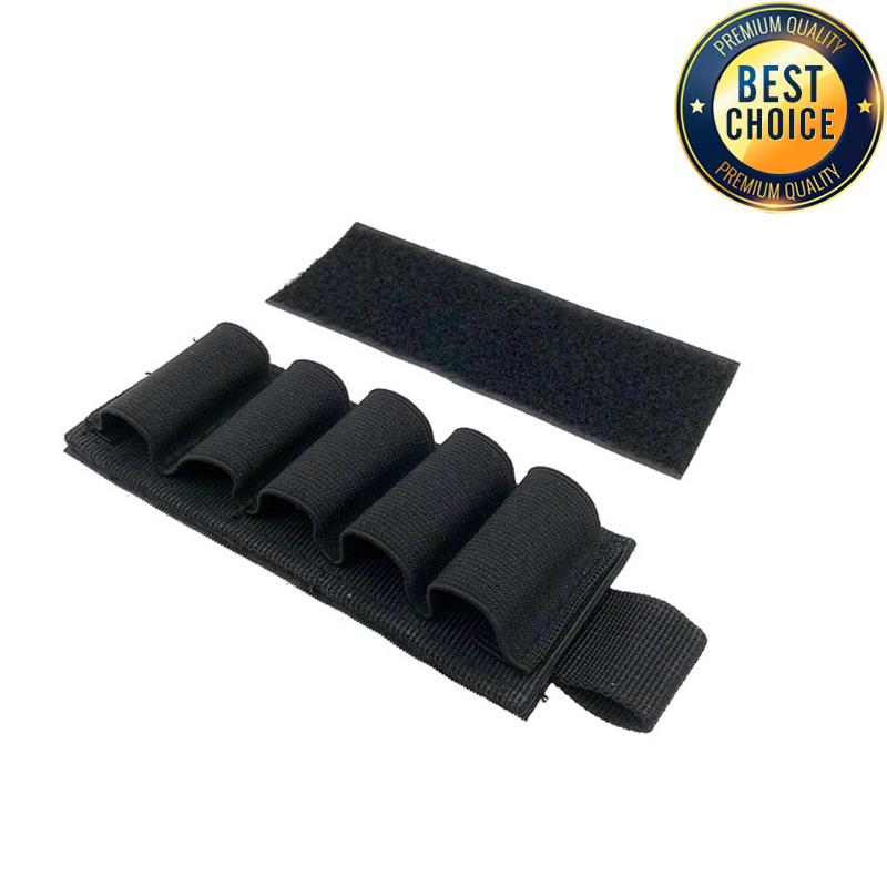 Tactical Hunting Ammo Holder 5 Rounds Shell Holder Bullet Bag Adhesive Patch for Rifle 12GA Shotgun Hunting Gun Accessories