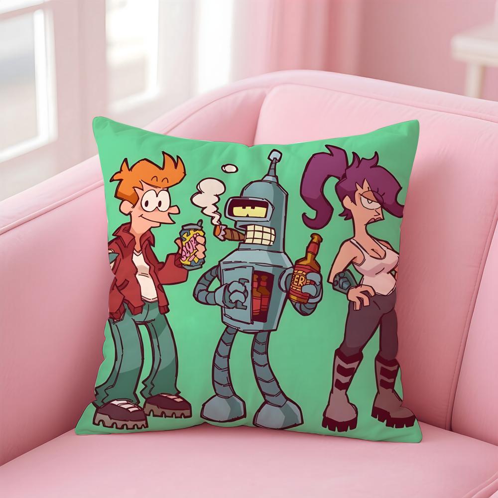 Anime F-Futurama Cushion Cover Home & Car Multi-Scene Pillow Cover - Reversible, Soft & Durable for Daily Use
