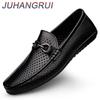 2026 New Men Genuine Leather Loafers Business Cowhide Shoes Mesh Breathable Outdoor Non Slip Slip On Flats Casual Shoes Summer