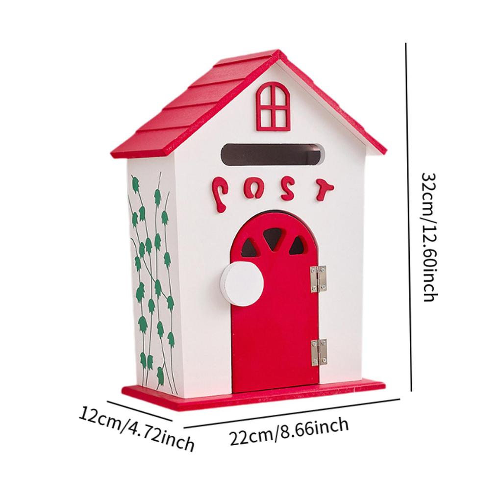 Mailbox with Key Lock Wood Communication Mail Box Wall Mount Mailbox Opinion Box for Home Office School Entrance Front Door
