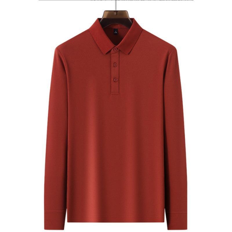 Affärsmäns Casual Enfärgad Höst och Vinter Långärmad Bas Skjorta med en Exklusiv Känsla och en Pikékrage