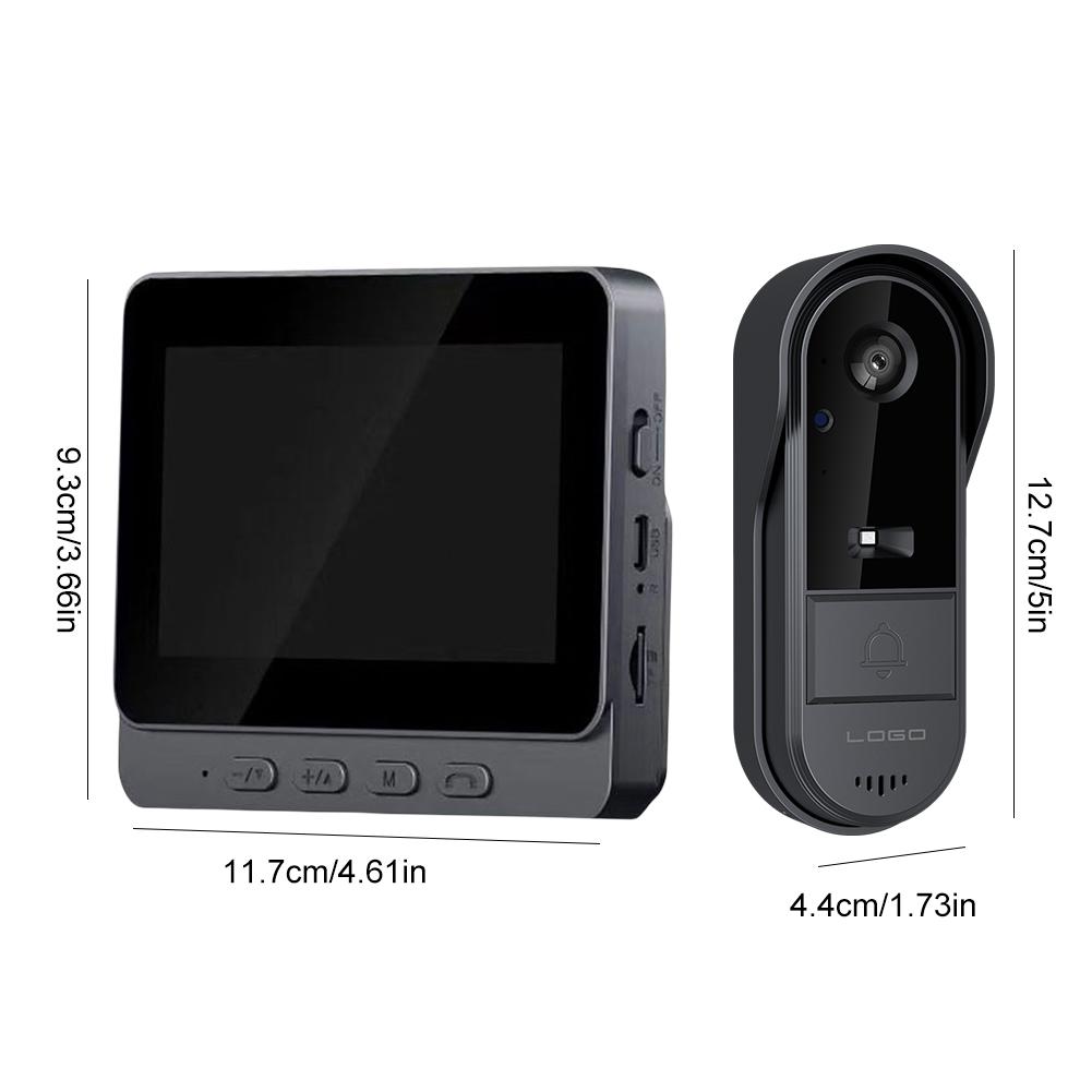 2.4G WiFi Wireless Intercom Doorbell Night HD Vision 4.3in IPS Screen Waterproof Doorbell Camera Smart Home Security Video By