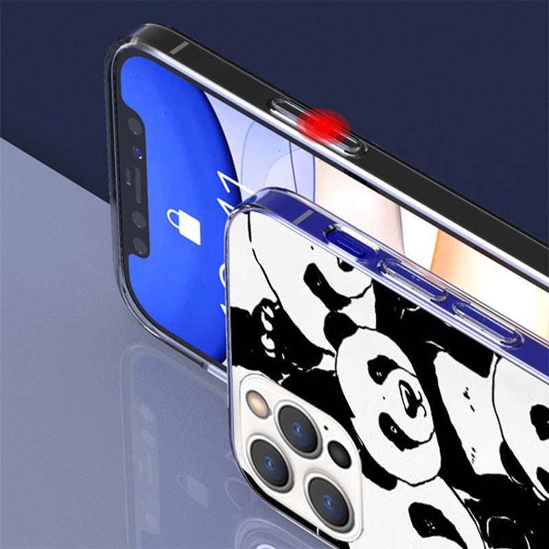 Cartoon Cute Panda Bear Phone Case For iPhone 17 Air 16 Pro Max 16E 15 + 14 Plus 11 12 13 Mini 7 8 SE Gift Print Cover Fundas 17