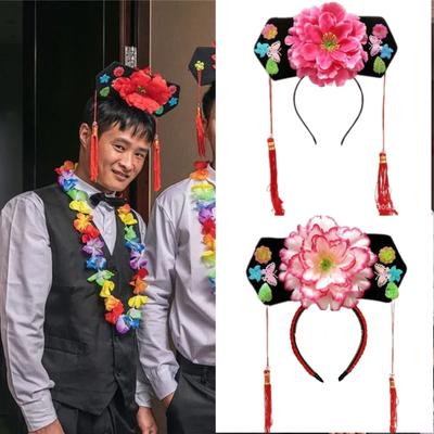 Chinese Princess Hairbands Traditional Headbands Princess Headpiece Costume Chinese Princess Qitou with Flower