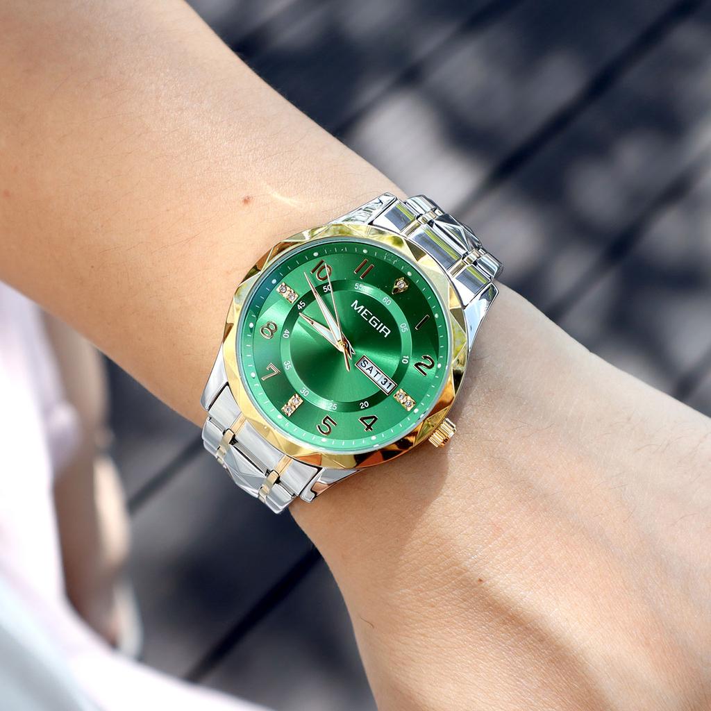 Megir Men Watches Waterproof Stainless Steel Date Watch Man Waterproof Quartz Luminous Wristwatch Relogio Masculino