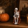 Halloween Rocking Chair Figure for Shelf Display and Room Styling, Skull Home Accent for Bookcase and Entry Placement