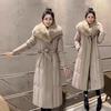 Winter new removable fur collar down cotton clothes women's waist warm jacket long Korean version coat