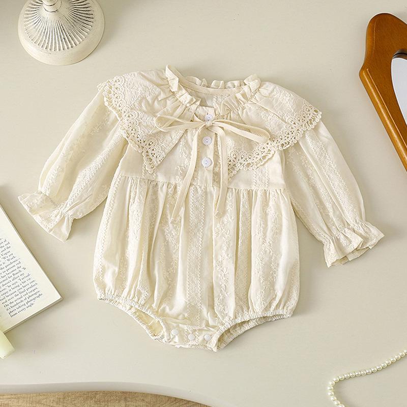 Spring & Autumn Baby Girls' Long Sleeve Footed Romper Bodysuit