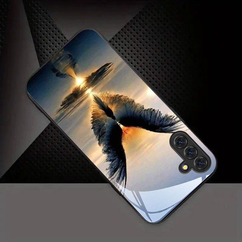 Sunrise Angel Wing Glass Phone Case Suitable for Samsung Galaxy S26 S25 S24 S23 S22 S20 FE/Ultra/Plus Shock and Dust Resistant
