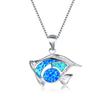 Opal Blue Tropical Fish Necklace Pendant