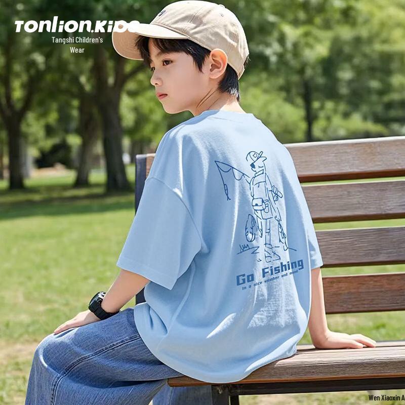 Tangshi Boys 2026 Summer Short Sleeve Round Neck T-Shirt 150