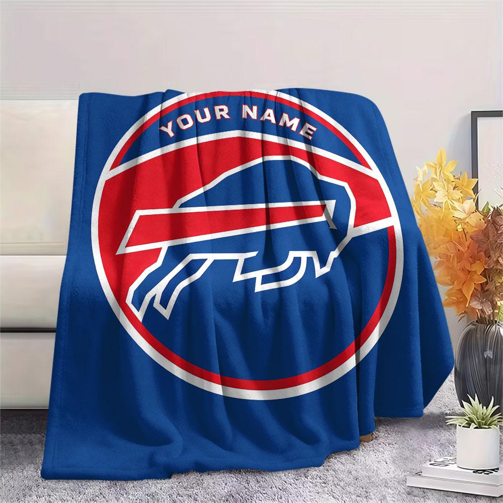 Custom Name,Buffalo Bills Printed Flannel Blanket, soft throw for bedroom sofa, washable, Christmas present, great gift.