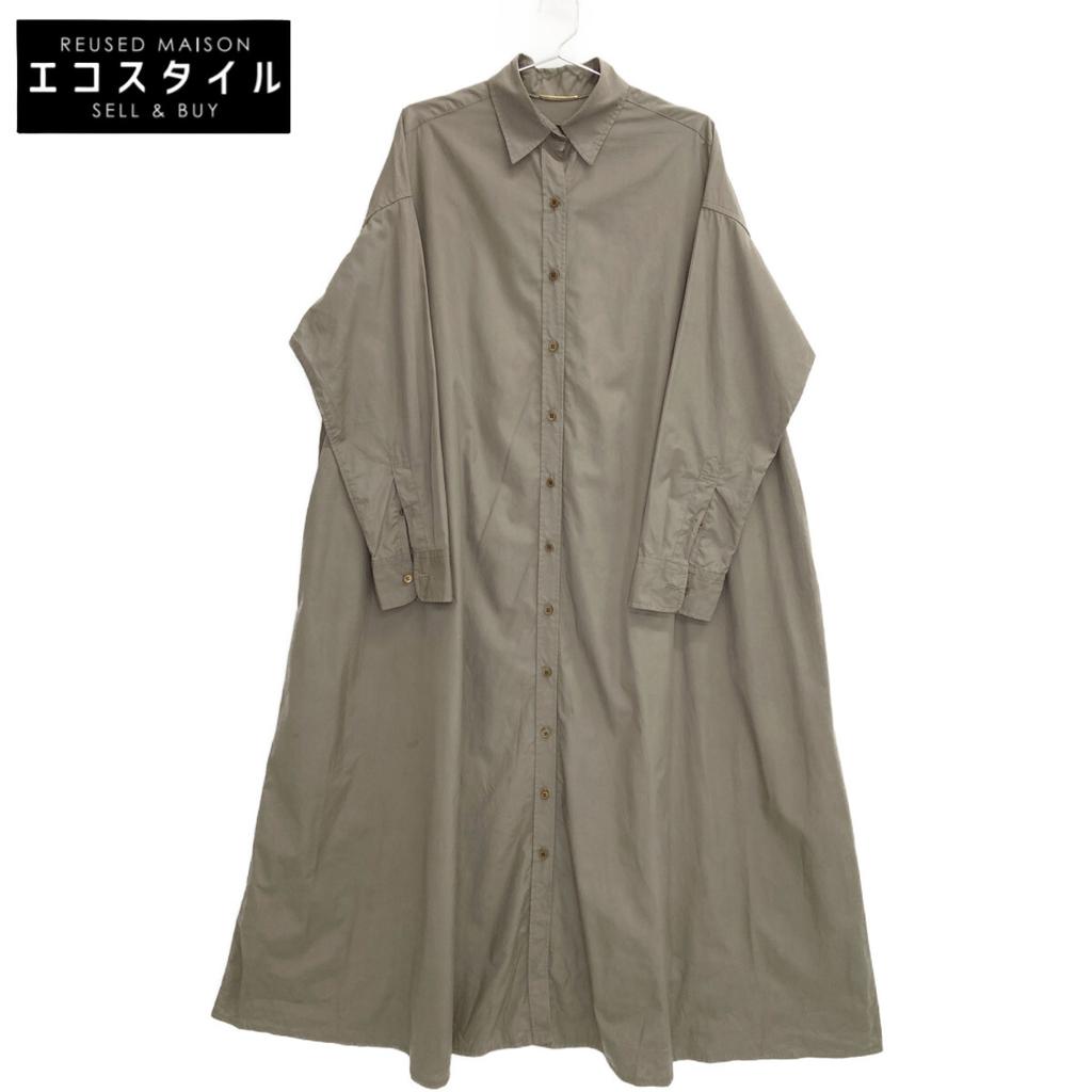 Deuxieme Classe 24-040-500-7010 Cotton Long Sleeve Shirt Dress 38 KhakiUsed