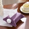 Decoration Desktop Paper Tissue Box Home Decor Space-Saving Paper Towel Box Fabric Chenille Tissue Bag Home