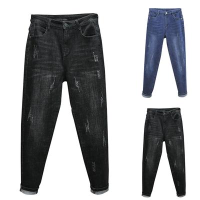 Women's Trousers Plus Size Stretch Jeans Loose Semi Elastic Pants