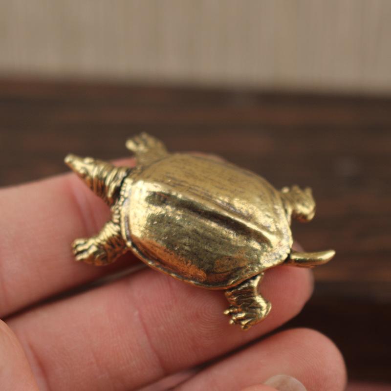 Retro Messing Schildkröte Ornament Statue Metall Tier Skulptur Home Büro Dekoration Ornament Tee Haustier Handwerk