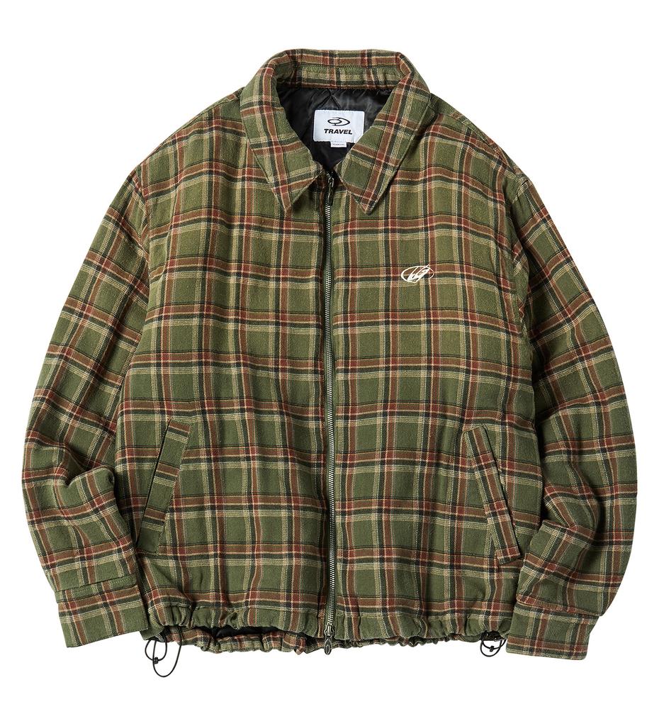 TRAVEL Spray Check Light Padded Jacket Green