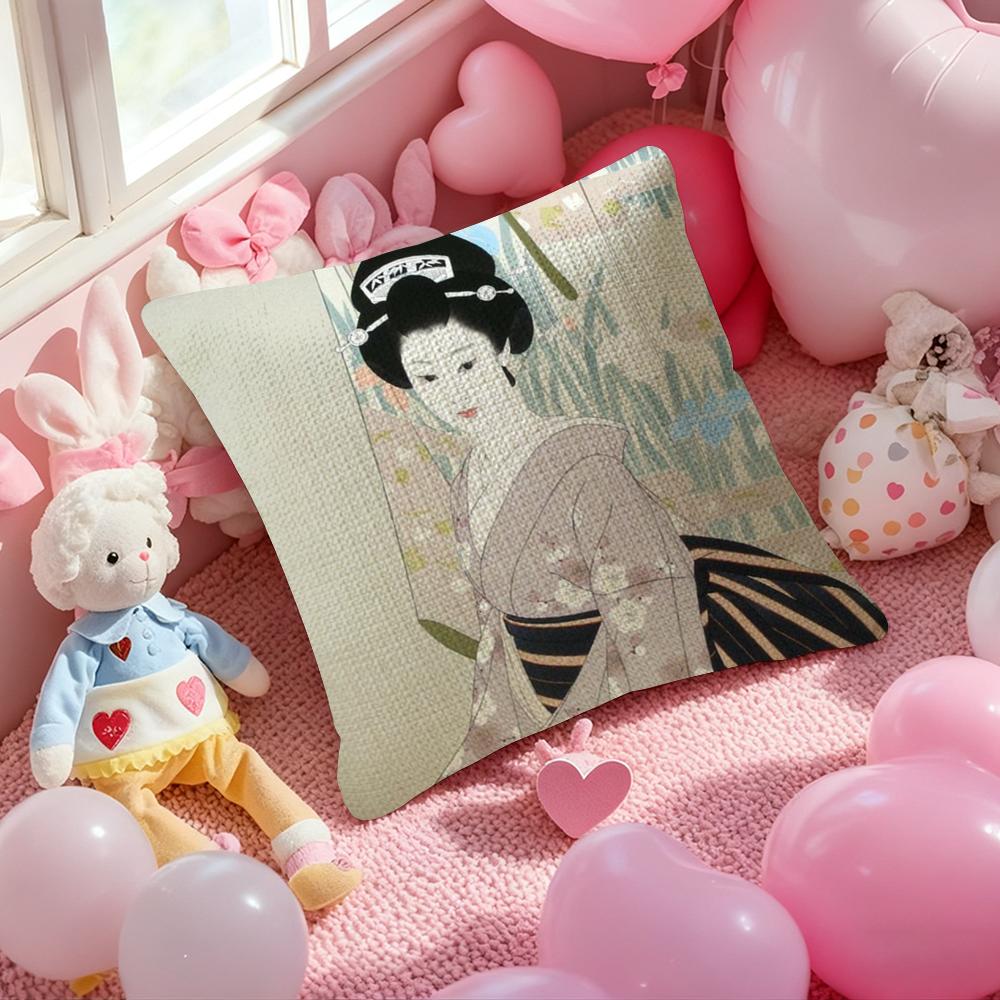 Classic Japanese Lady Pillow Case Anti-Dustmite Pillowcase Invisible Zipper Silky Short Plush Sofa Cushion Cover