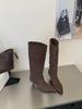 Long boots suede pointed high heels piled boots autumn and winter retro temperament commuting but knee sleeve boots with skirt