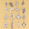 18/48Pcs/Lot Silvery Marine Life Charms For Handmade DIY Bracelets Conch/shells/turtles/fish/seahorse Pendants Earrings And Necklace Jewelry Making.